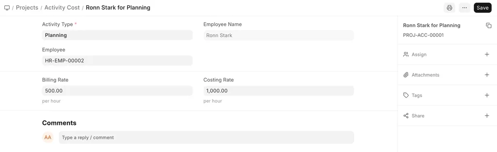 Activity Cost